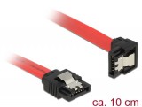 DeLock SATA 6 Gb/s male straight > SATA male downwards angled 10 cm red metal cable 83976
