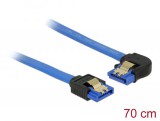DeLock SATA 6 Gb/s receptacle straight > SATA receptacle left angled 70cm blue with gold clips Cable 84986