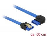 DeLock SATA 6 Gb/s receptacle straight > SATA receptacle right angled 50 cm blue with gold clips Cable Blue 84991