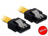 DeLock SATA straight/straight metal yellow kábel 50cm 82477