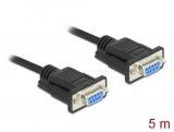 DeLock Serial Cable RS-232 D-Sub 9 female to female null modem with narrow plug housing CTS / RTS auto control 5m Black 87784