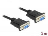 DeLock Serial Cable RS-232 D-Sub9 female to female null modem with narrow plug housing 3m Black 86606