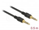 DeLock Stereo Jack 3.5 mm 4 pin male to male cable 0,5m Black 85592