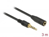 DeLock Stereo Jack 3,5mm Extension male/famale cable 3m Black 85633