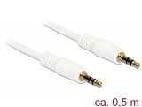 DeLock Stereo Jack Cable 3.5mm 3 pin male > male 0,5m White 83743