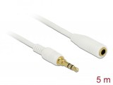 DeLock Stereo Jack Extension Cable 3.5 mm 3 pin male to female 5m White 85591
