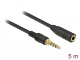 DeLock Stereo Jack Extension Cable 3.5mm 4 pin male to female 5m Black 85635
