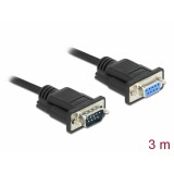 Delock Sub-D9-es, RS-232 soros kábel, apa-anya, 3 m
