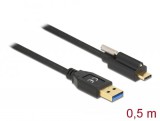 DeLock SuperSpeed USB 10 Gbps (USB 3.2 Gen 2) Cable Type-A male to USB Type-C male with screw on top 0,5m Black 84025