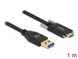 Delock SuperSpeed USB 10 Gbps (USB 3.2 Gen 2) kábel A-típusú apa csatlakozóÂ - USB Type-C apa csatlakozó csavarokkal az oldalain, 1m (83718)