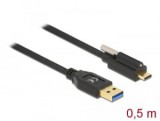 Delock SuperSpeed USB 10 Gbps (USB 3.2 Gen 2) kábel A-típusú apa csatlakozóÂ - USB Type-C apa csatlakozó csavarral a tetején, 0,5m (84025)