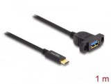 Delock SuperSpeed USB 10 Gbps (USB 3.2 Gen 2) USB Type-C apa â A-típusú USB anya kábel panel-csatlakozójú 1m fekete (87826)