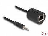 Delock Sztereo Audio bővítő RJ45 anya 3,5 mm-es sztereo jack apa Cat.5 akár 50 m 2 db-os szett (87858)