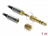 Delock Sztereó hosszabbító kábel 3,5 mm 3 pólusú apa anya, 6,35 mm-es csavaros adapterrel 1 m (85780)