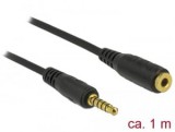 Delock sztereó jack hosszabbító kábel 5 tűs apa-anya 3,5 mm 1m fekete (85701)