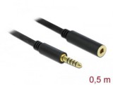 Delock sztereó jack hosszabbító kábel 5 tűs apa-anya  4,4 mm 0,5m fekete (85795)