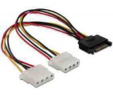 DELOCK Táp átalakító SATA 15pin male - 2x 4pin Molex female 20cm (65159)