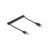 Delock tekercselt kábel EASY-USB 2.0 Type-A apa USB Type-B apa 0,5 m - 0,8 m fekete (90130)