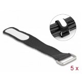Delock Tépőzáras kábelkötegelő horoggal és feliratozható felülettel Hx 127 mm és Sz 20 mm 5 db. fekete