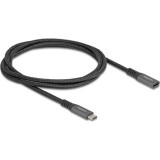 Delock USB 10 Gbps bővítő kábel USB Type-C apa - anya PD 3.0 100 W 1 m szürke fém (80022) (80022)