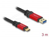 DeLock USB 10 Gbps USB Type-A male to USB Type-C male cable 3m Red Metal 80619