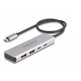 Delock USB 10 Gbps USB Type-C  hub 2 x A-típusú USB csatlakozóval és 2 x USB Type-C  csatlakozóval, valamint egy 35 cm hosszú csatlakozó kábellel
