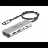 Delock USB 10 Gbps USB Type-C hub 2 x A-típusú USB csatlakozóval és 2 x USB Type-C csatlakozóval, valamint egy 35 cm hosszú csatlakozó kábellel (64230)
