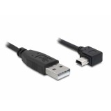 Delock USB 2.0-A apa - USB mini-B 5 tűs  könyök apa átalakító kábel, 3m