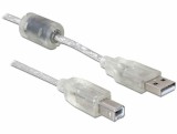 DeLock USB 2.0 A-B upstream male/male 0,5m Transparent 82057