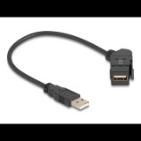 Delock USB 2.0 A-típusú panel tartó anya 45 -ban hajlított A-típusú apa 30 cm kábellel, fekete - 67151