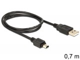 DeLock USB 2.0-A > USB mini-B 5pin 0,7m kábel Black 82396
