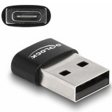 Delock USB 2.0 adapter A-típusú USB apa - USB Type-C  anya fekete