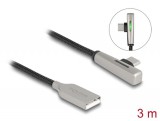 DeLock USB 2.0 Cable Type-A male to USB Type-C male angled with LED and Fast Charging 60W 3m Black 80768