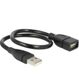 Delock USB 2.0 Csatlakozókábel [1x USB 2.0 dugó, A típus - 1x USB 2.0 alj, A típus] 0.35 m Fekete Hajlékony hattyúnyak kábel (83498) - USB hosszabbító
