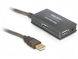 Delock USB 2.0 hosszabbító kábel, 10 m aktív, 4 portos Hub (82748)