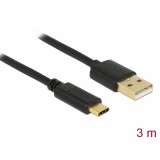 Delock USB 2.0 kábel A-típusú a Type-C 3 m