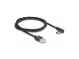 Delock USB 2.0 kábel A-típusú csatlakozódugó - USB Type-C  csatlakozódugó, ívelt, 1 m, fekete