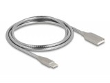 Delock USB 2.0 kábel fém köpennyel USB Type-A dugasz USB Type-C dugóhoz PD 3.0 60 W 1 m ezüst