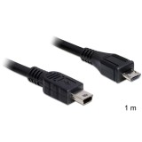Delock USB 2.0 micro-B apa> USB mini apa kábel, 1 m