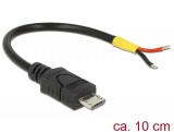 DeLock USB 2.0 Micro-B male > 2x open wires power 10 cm Raspberry Pi cable 82697