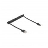 Delock USB 2.0 tekercselt kábel USB Type-A apa USB Type-C apa, 0,45 m 0,75 m fekete (90368)