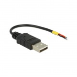 Delock USB 2.0 Type-A male > 2 x open wires power 10 cm Raspberry Pi cable Black (85250)