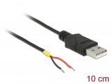 DeLock USB 2.0 Type-A male > 2 x open wires power 10 cm Raspberry Pi cable Black 85250