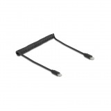 Delock USB 2.0 Type-C tekercses kábel, apa-apa 0,45 m-től 0,75 m-ig fekete (90369)