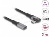 DeLock USB 20 Gbps extension cable angled left / right USB PD 3.1 2m Black 81148