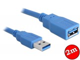 DeLock USB 3.0-A hosszabbító kábel male-female 2m Blue 82539