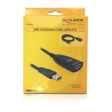 Delock USB 3.0 aktív hosszabbító kábel (A-A, 5 m, fekete)
