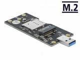 Delock USB 3.0 átalakító, A-típusú csatlakozóval - M.2 B kulcs, SIM-nyílással (63166)