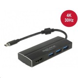 DeLock USB 3.1 Gen 1 Type-C HUB 3x USB 3.0 Type-A + 1x HDMI (DP Alt Mode) 4K 30Hz hub (63931) (63931)