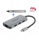 Delock USB 3.2 Gen 1 hub 4 porttal és Gigabit LAN-nel, valamint PD-vel